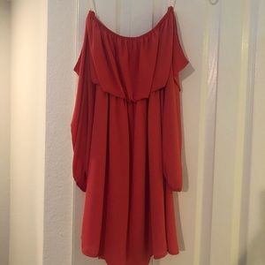Off shoulder coral dress